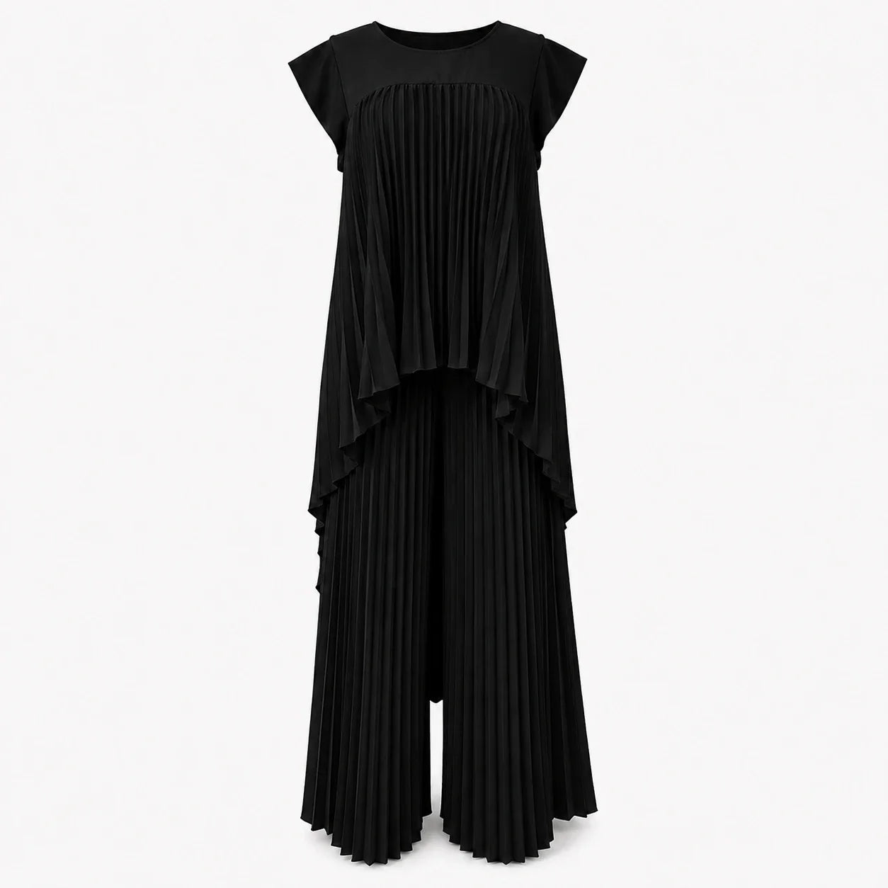 Pleated Overlay Wide Leg Set WHD0606141