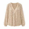 White Lace Tie-Neck Blouse WHD0606143