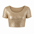 Sequin Short Sleeve Crop Top WHD0606145