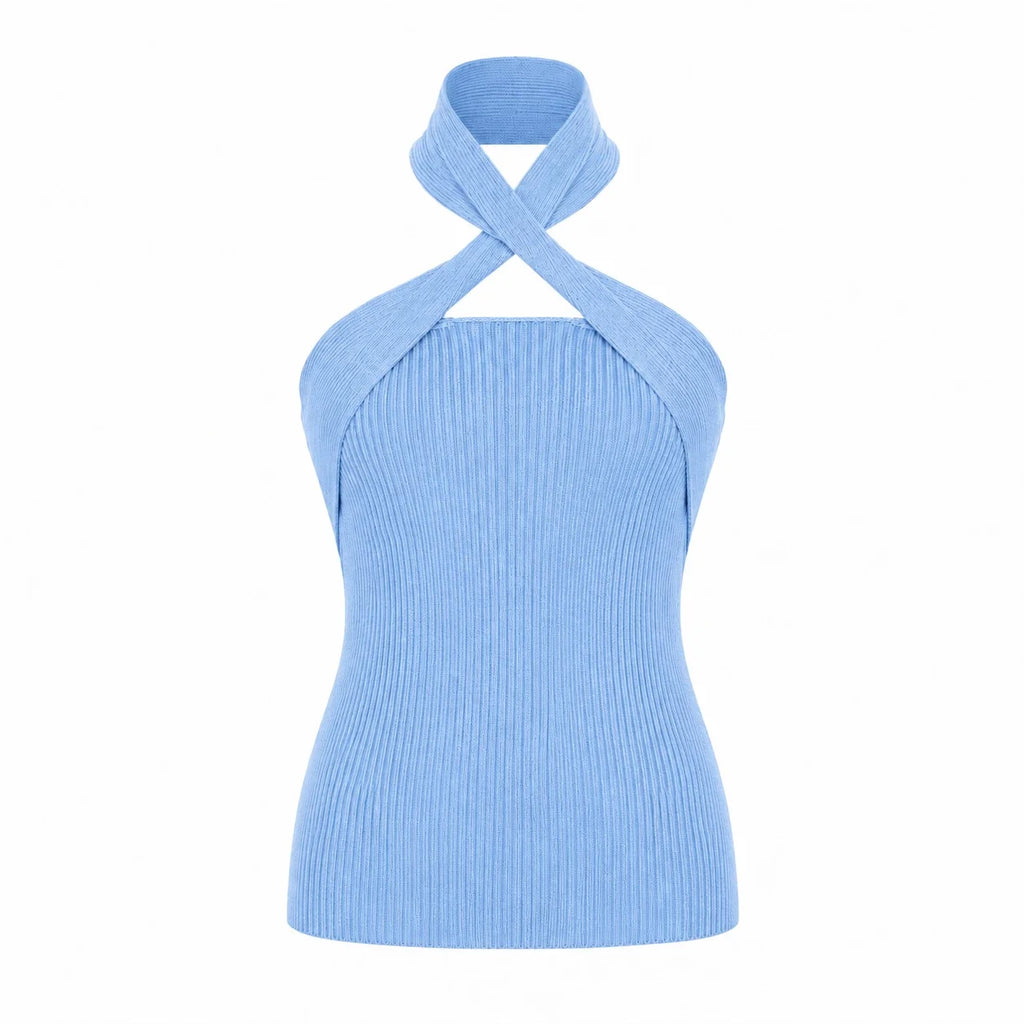 Cross Halter Knit Top WHD0606146