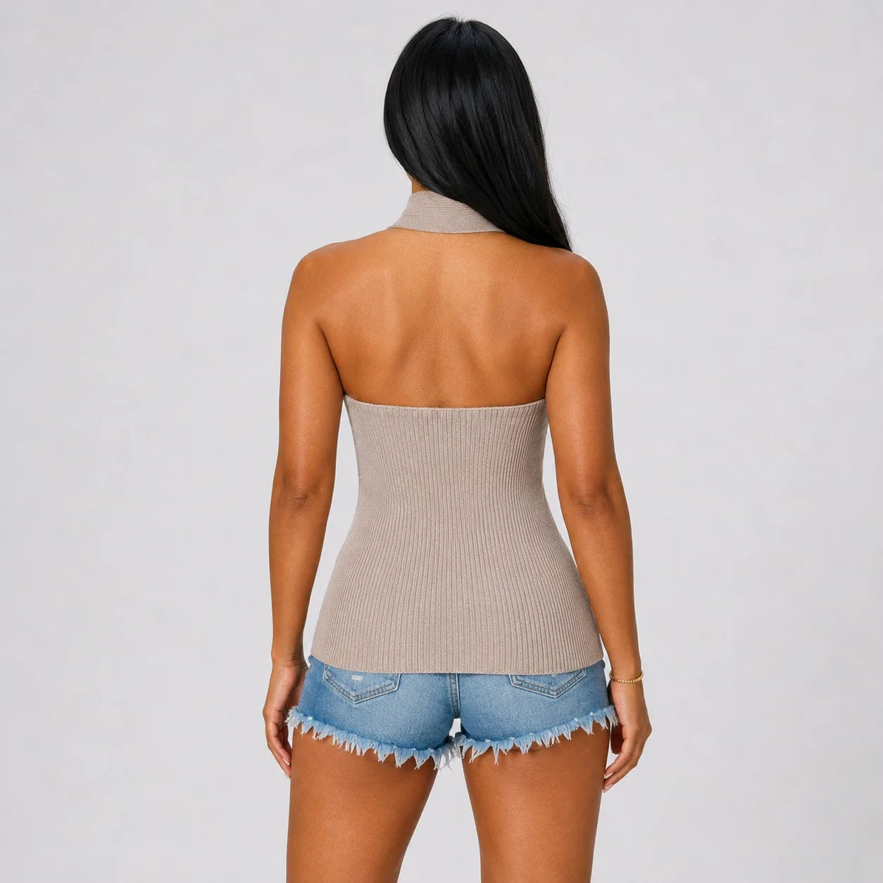 Cross Halter Knit Top WHD0606146