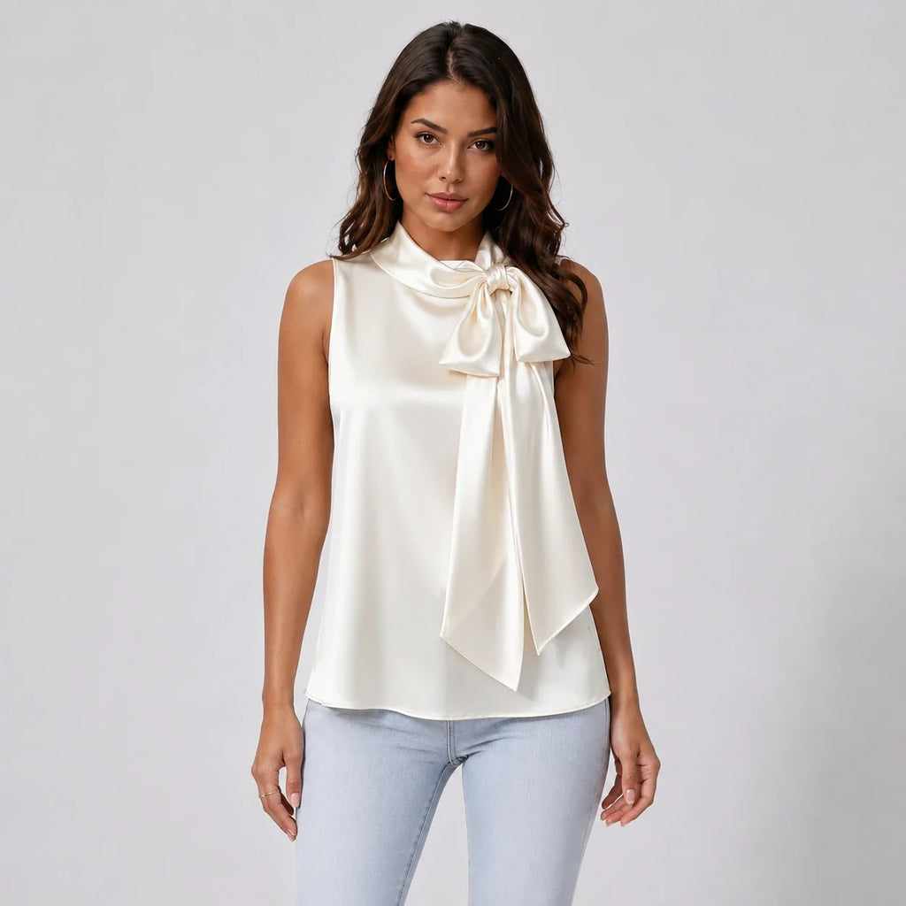 Satin Bow Neck Top WHD0606147
