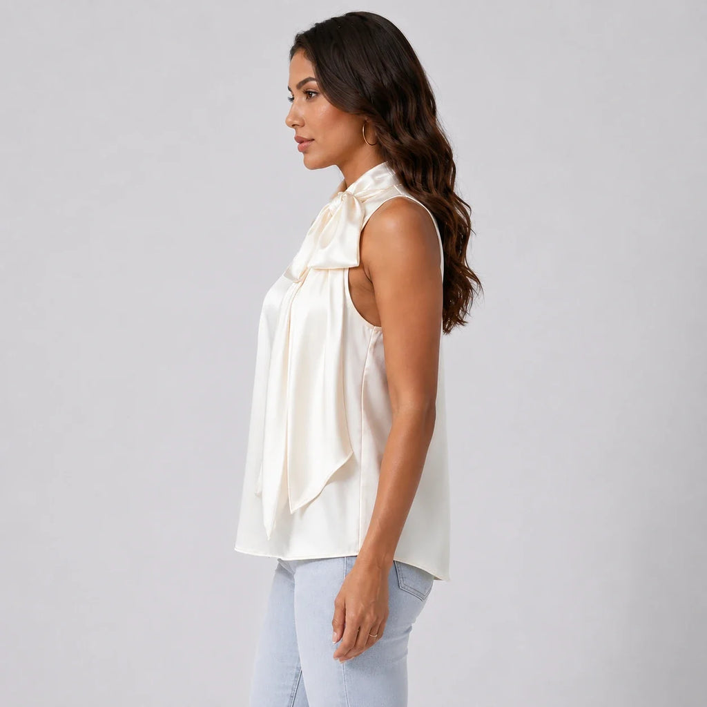 Satin Bow Neck Top WHD0606147