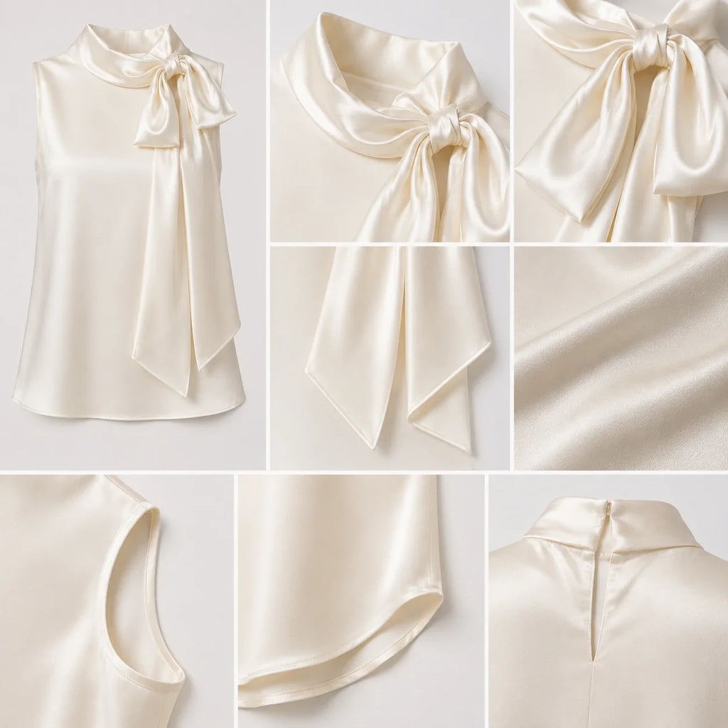 Satin Bow Neck Top WHD0606147