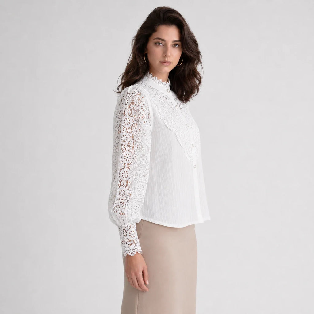 Lace Pearl Button Blouse WHD0606148
