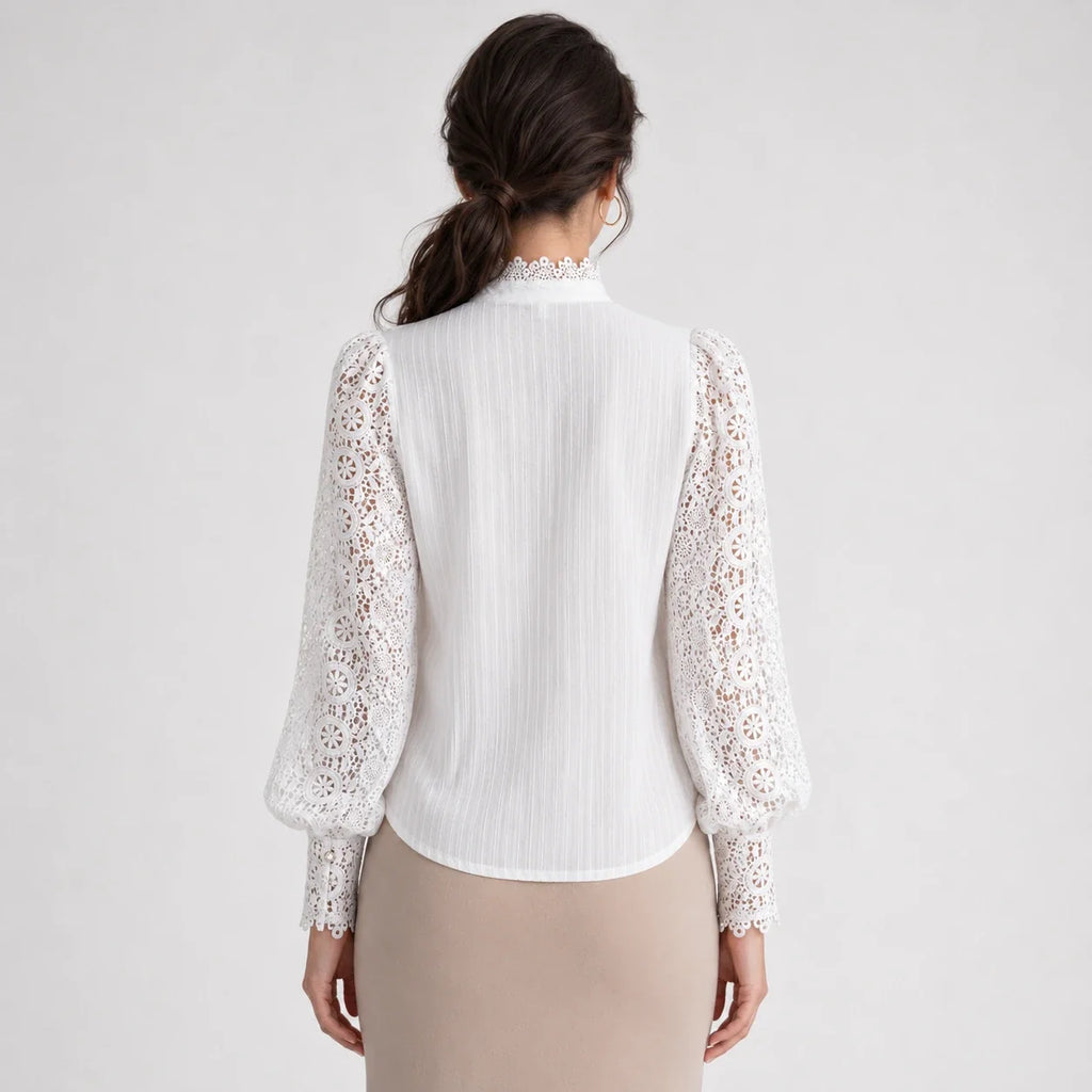 Lace Pearl Button Blouse WHD0606148