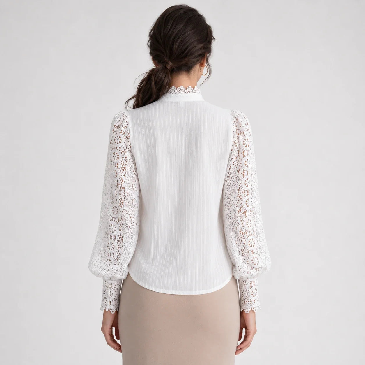 Lace Pearl Button Blouse WHD0606148