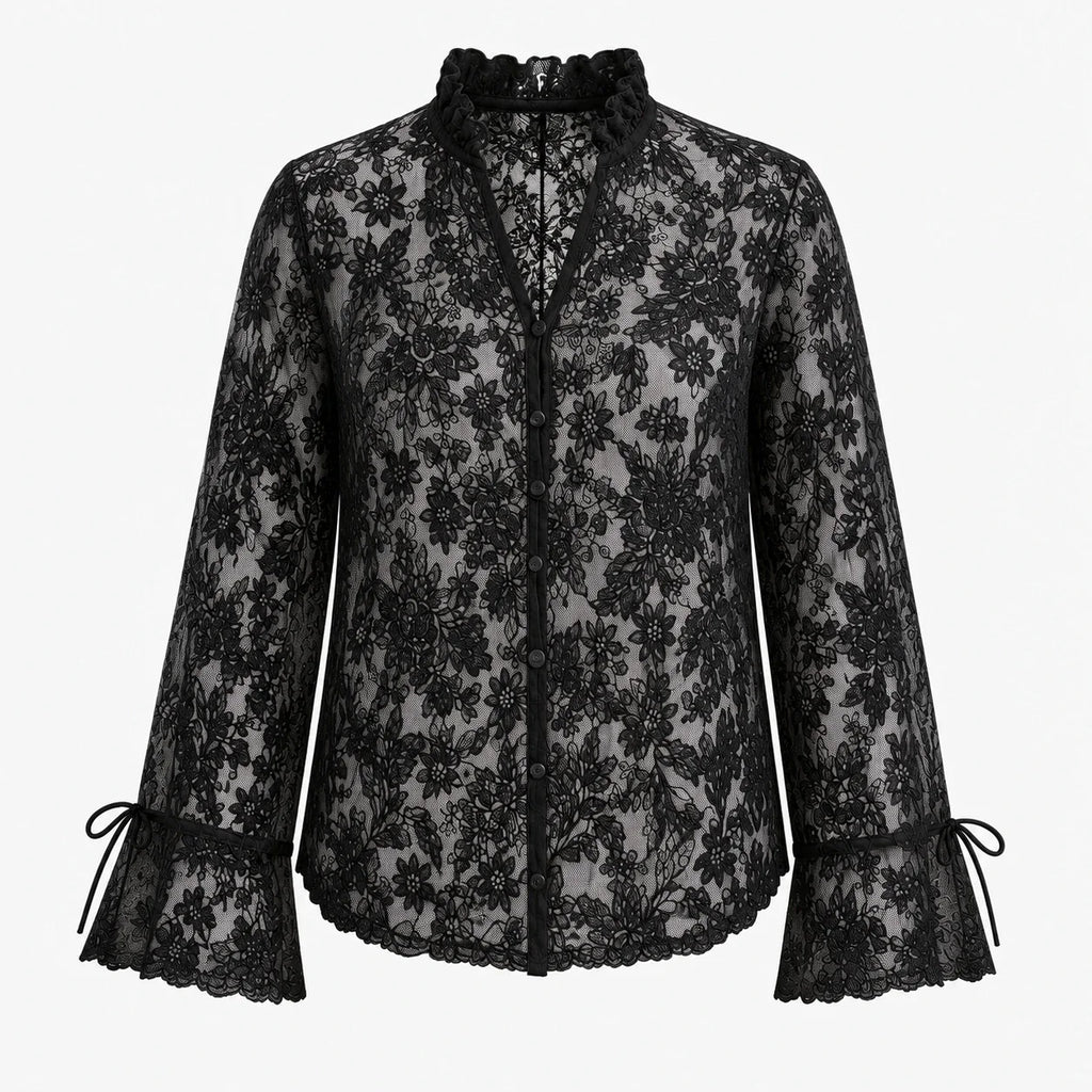 Floral Lace Button Blouse WHD0606149
