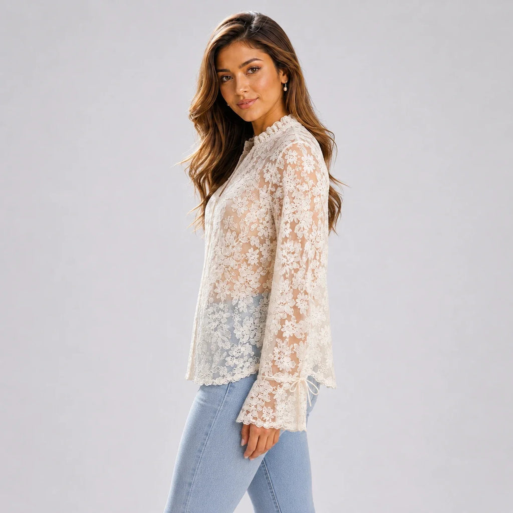 Floral Lace Button Blouse WHD0606149