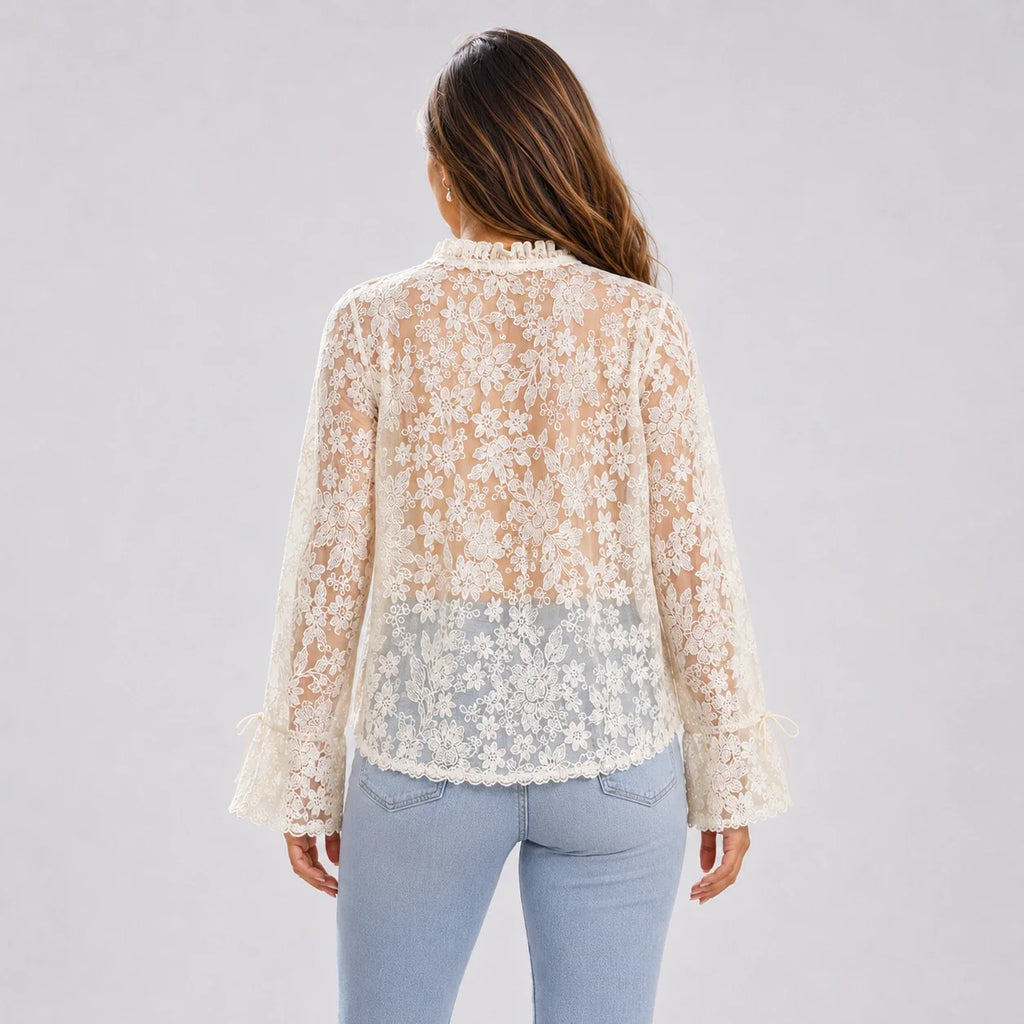 Floral Lace Button Blouse WHD0606149