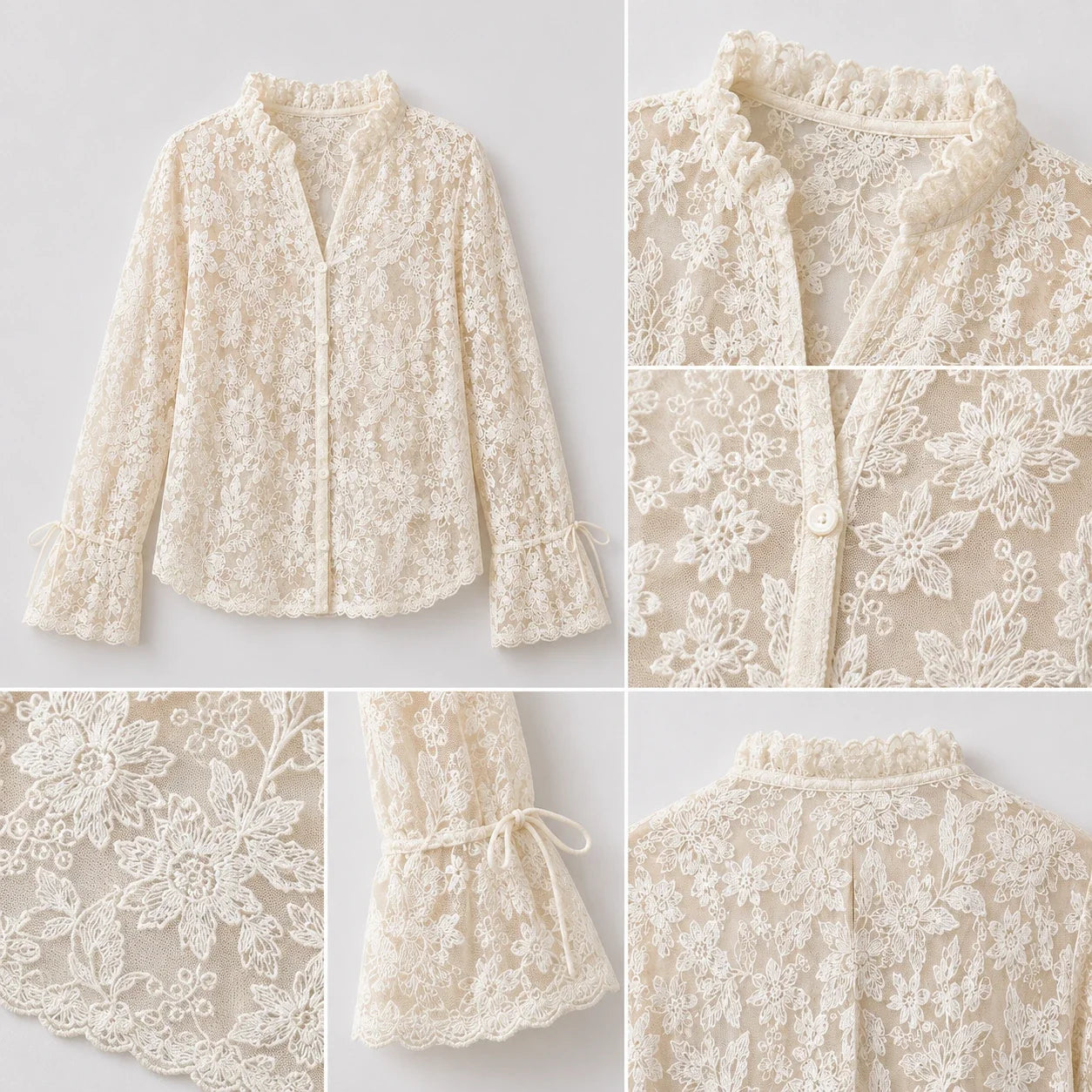 Floral Lace Button Blouse WHD0606149