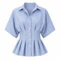 Striped Peplum Shirt Top WHD0606150