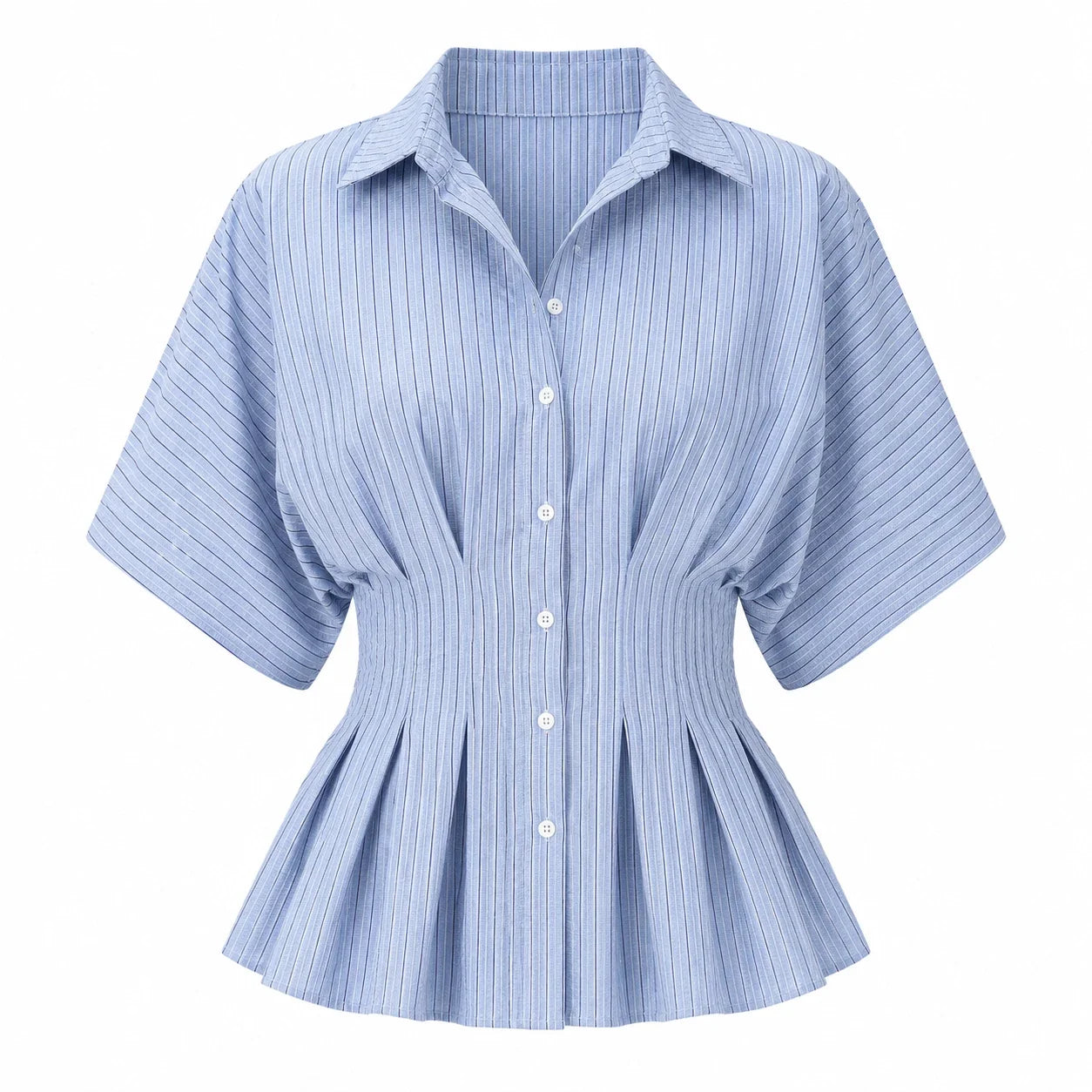 Striped Peplum Shirt Top WHD0606150