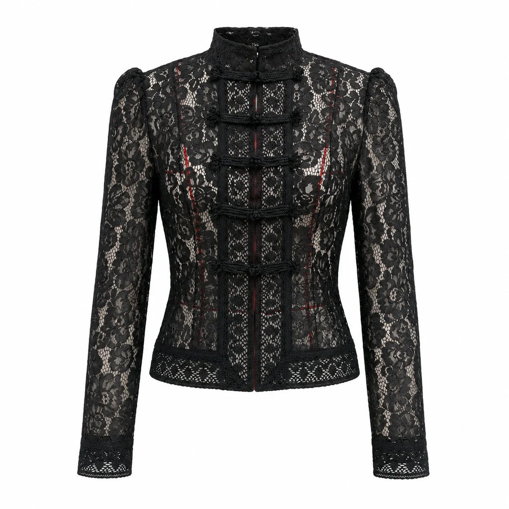 Lace Frog Button Blouse WHD0606151