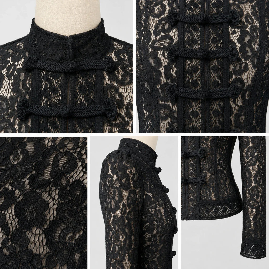 Lace Frog Button Blouse WHD0606151