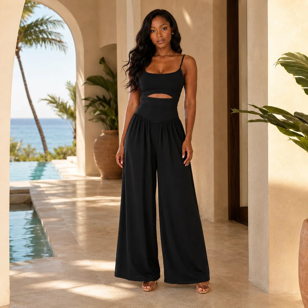 Open Back Wide Leg Jumpsuit WHD0606152