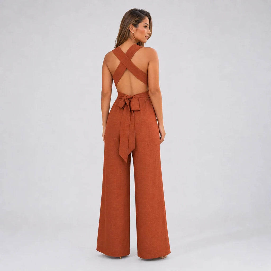 Open Back Wide Leg Jumpsuit WHD0606154
