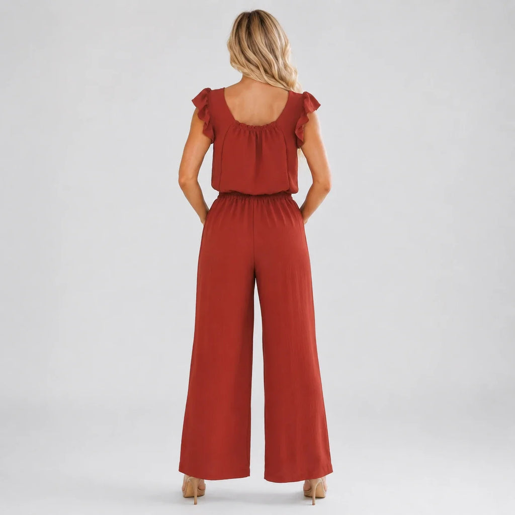 Ruffle Sleeve Wide Leg Jumpsuit WHD0606155