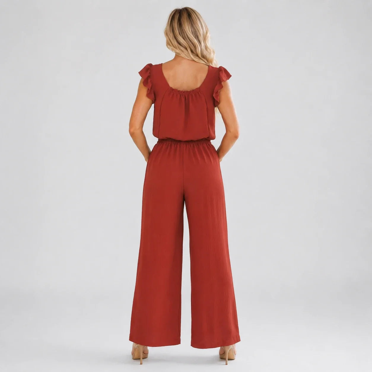 Ruffle Sleeve Wide Leg Jumpsuit WHD0606155