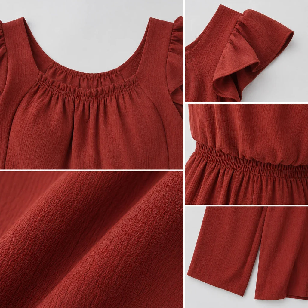 Ruffle Sleeve Wide Leg Jumpsuit WHD0606155