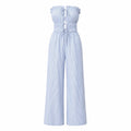Striped Strapless Wide Leg Jumpsuit WHD0606156