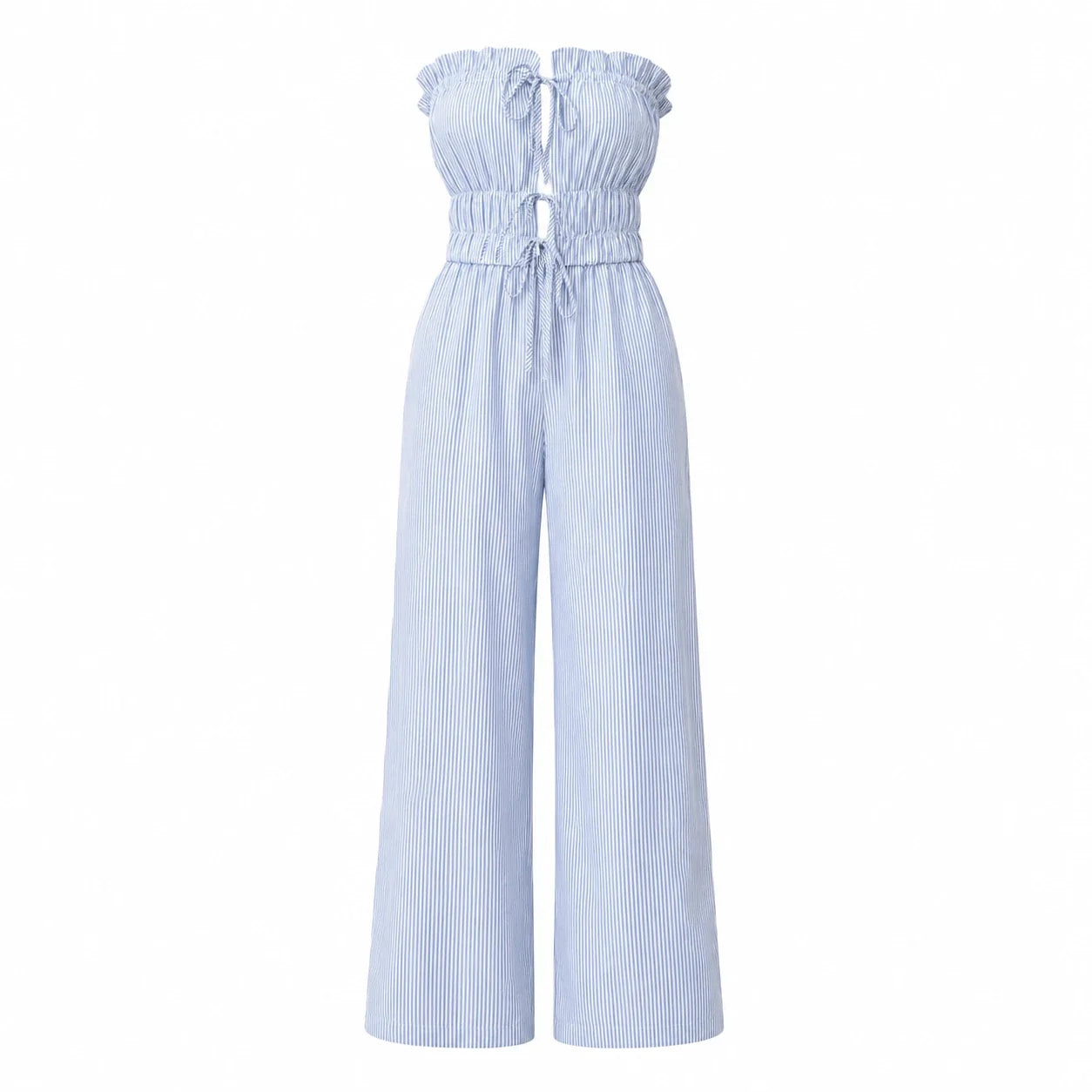 Striped Strapless Wide Leg Jumpsuit WHD0606156