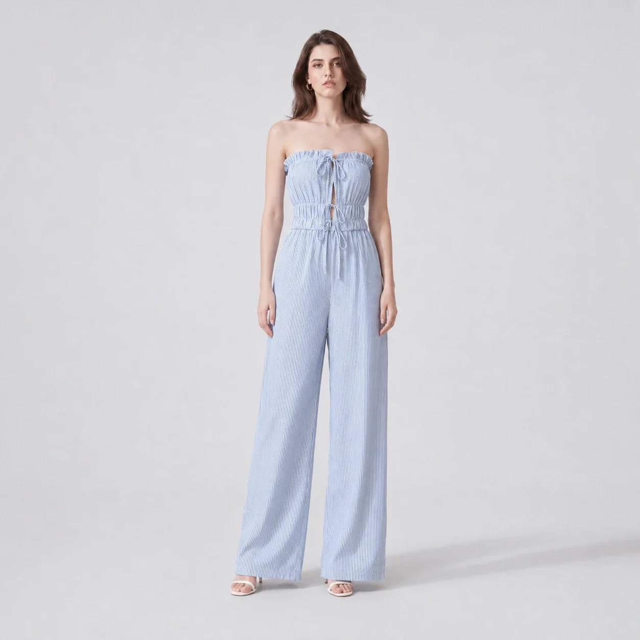 Striped Strapless Wide Leg Jumpsuit WHD0606156