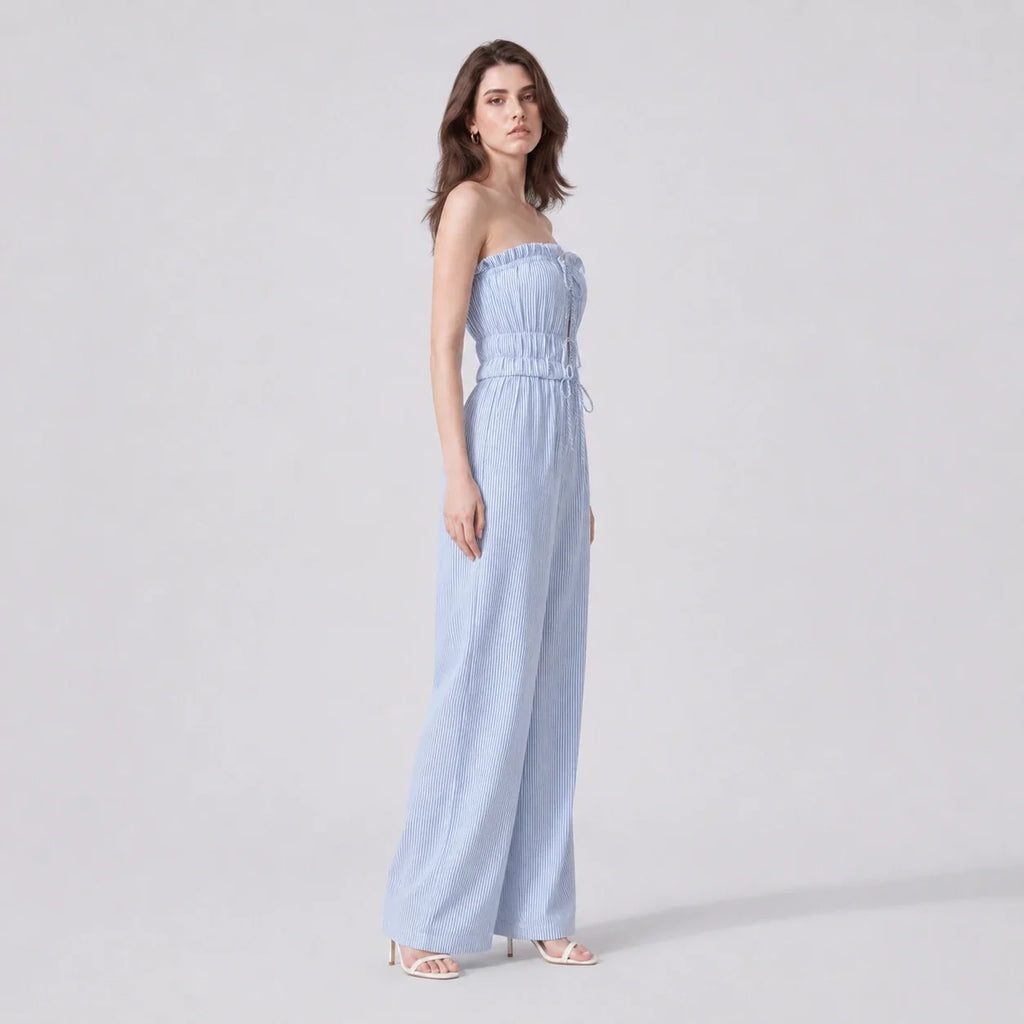Striped Strapless Wide Leg Jumpsuit WHD0606156