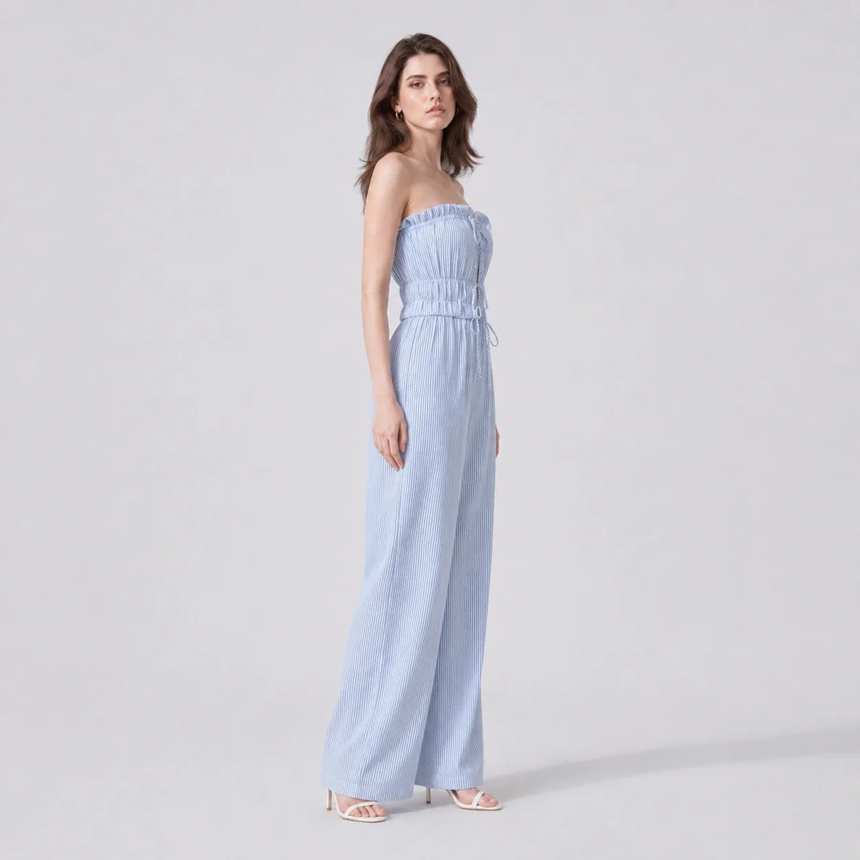 Striped Strapless Wide Leg Jumpsuit WHD0606156
