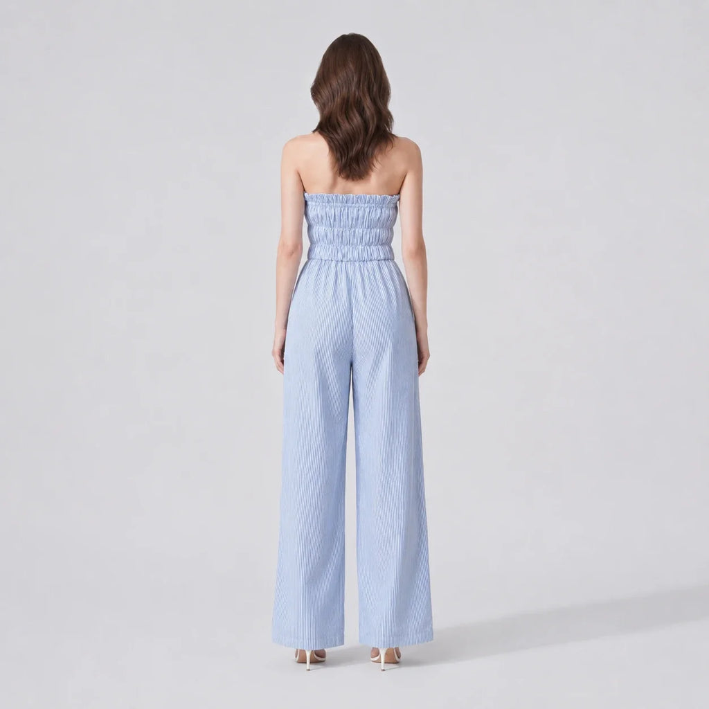 Striped Strapless Wide Leg Jumpsuit WHD0606156