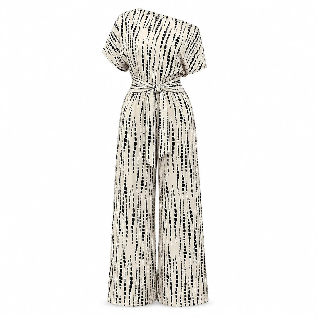 Printed One-Shoulder Wide Leg Jumpsuit WHD0606158