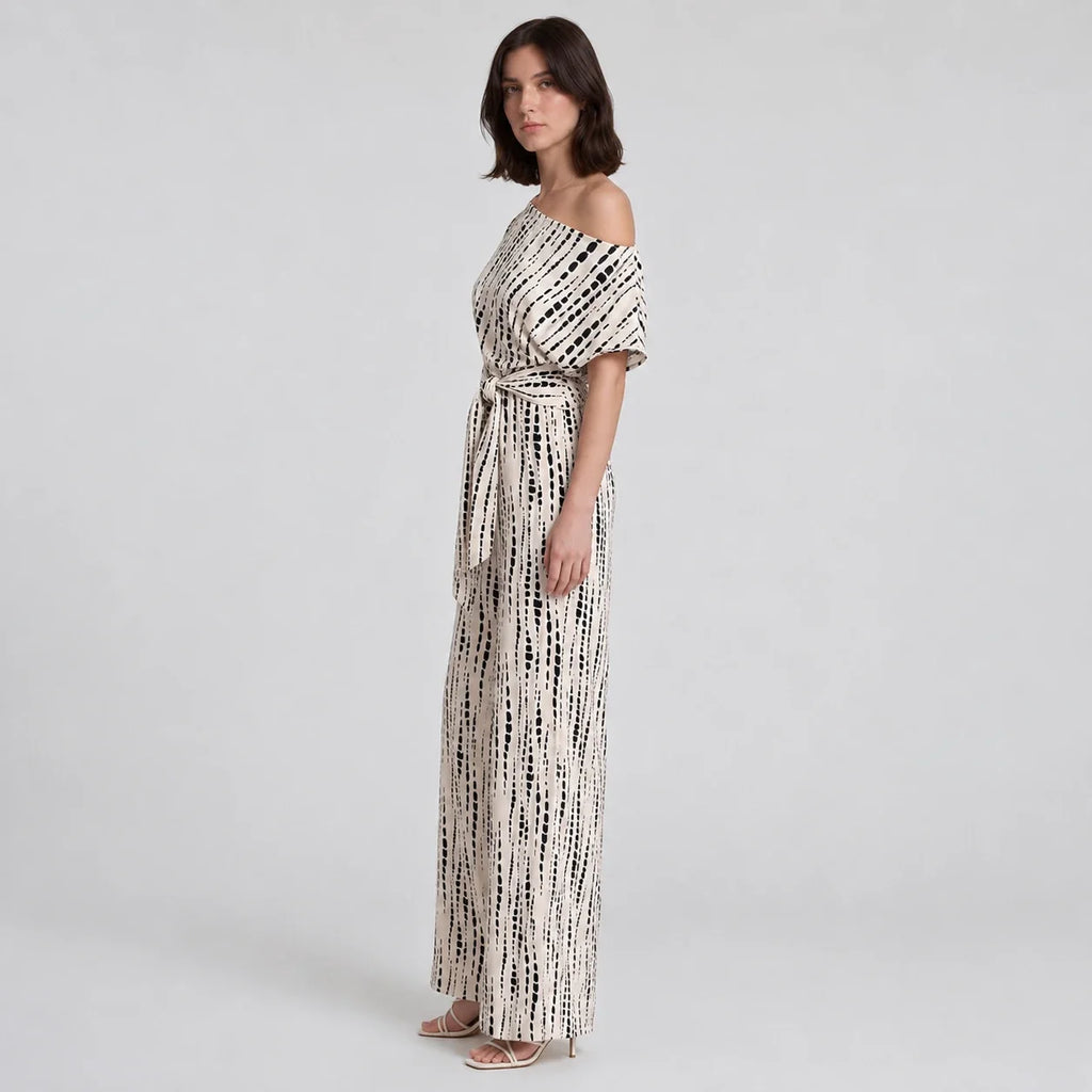 Printed One-Shoulder Wide Leg Jumpsuit WHD0606158