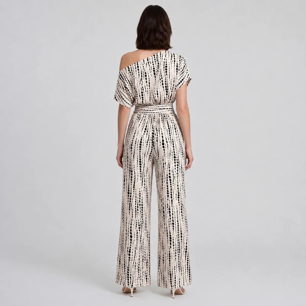 Printed One-Shoulder Wide Leg Jumpsuit WHD0606158
