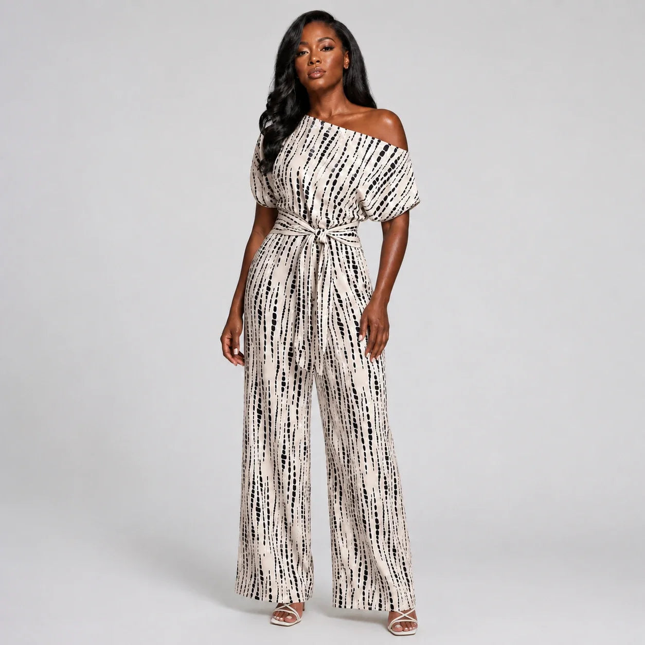Printed One-Shoulder Wide Leg Jumpsuit WHD0606158
