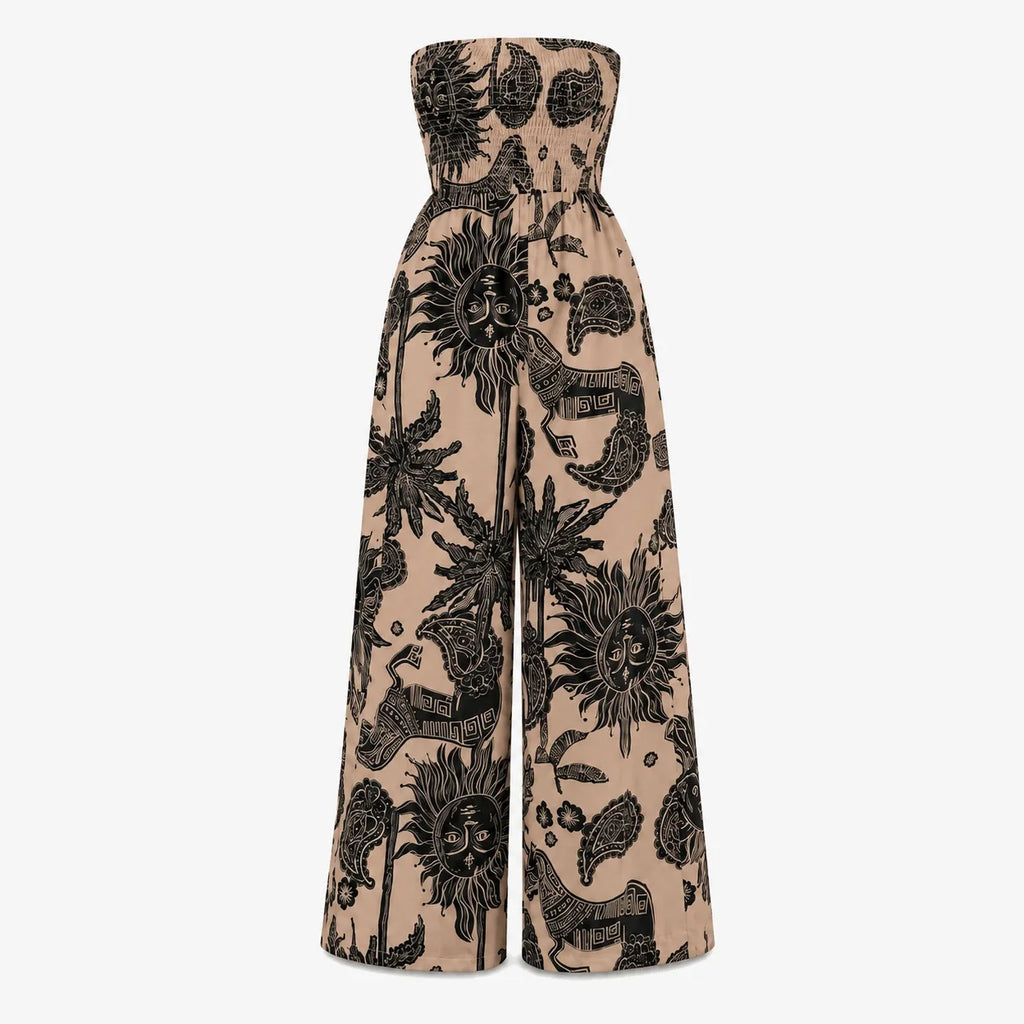 Strapless Printed Wide Leg Jumpsuit WHD0606159
