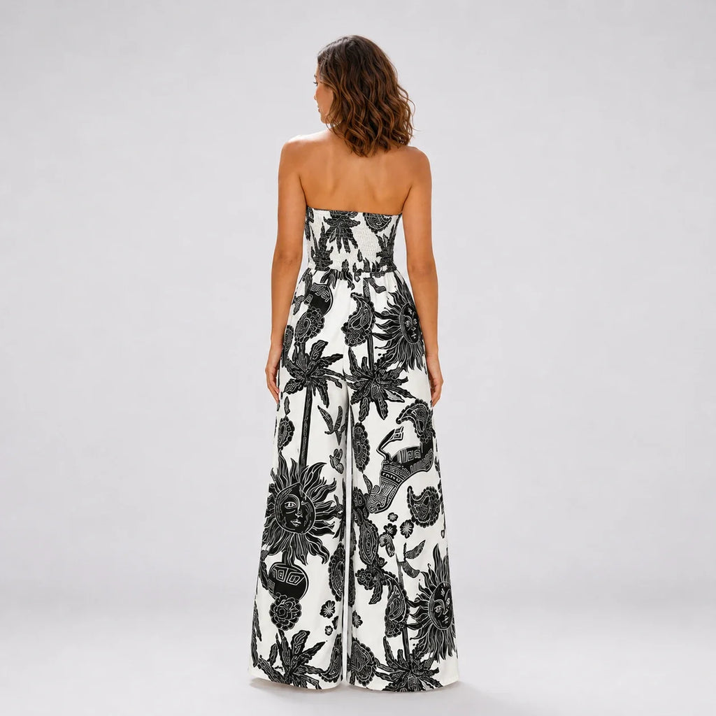 Strapless Printed Wide Leg Jumpsuit WHD0606159