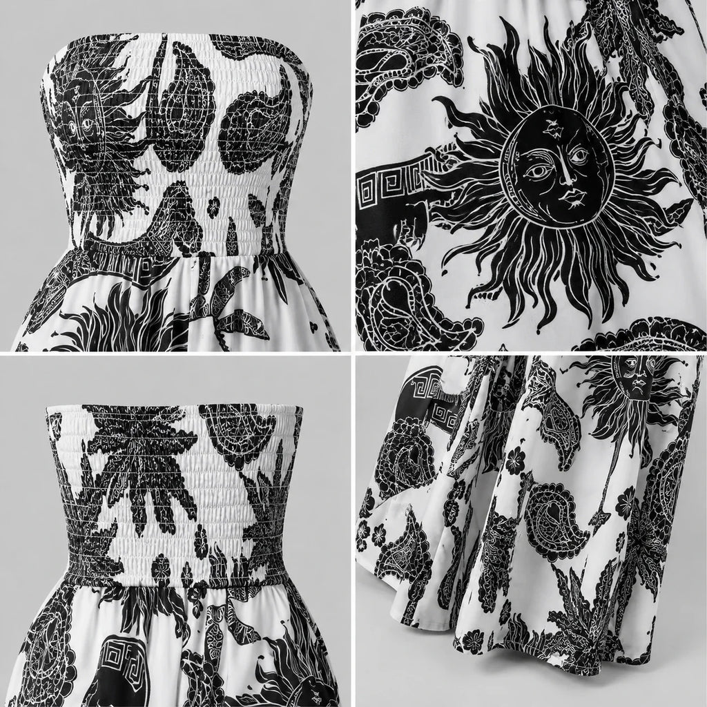 Strapless Printed Wide Leg Jumpsuit WHD0606159
