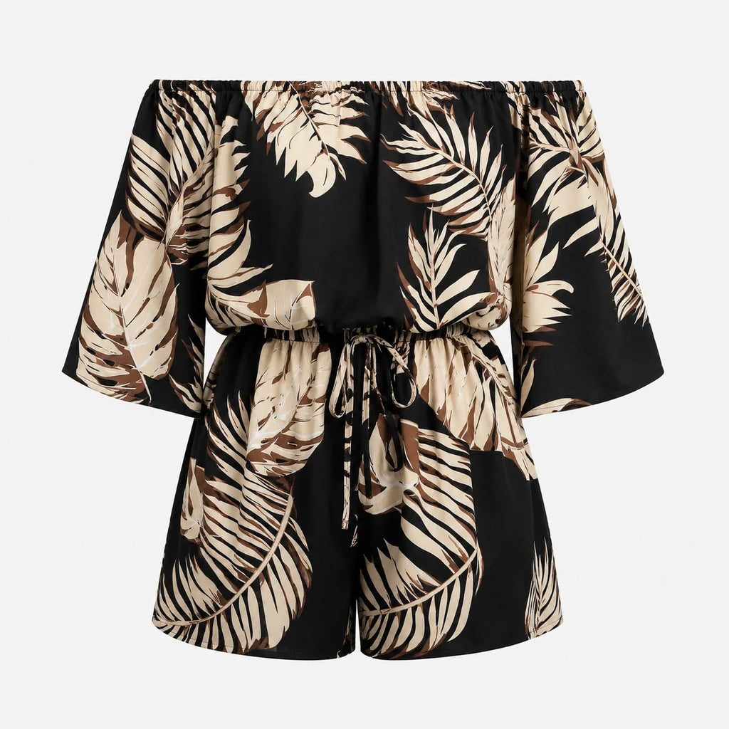 Off-Shoulder Drawstring Romper WHD0606160