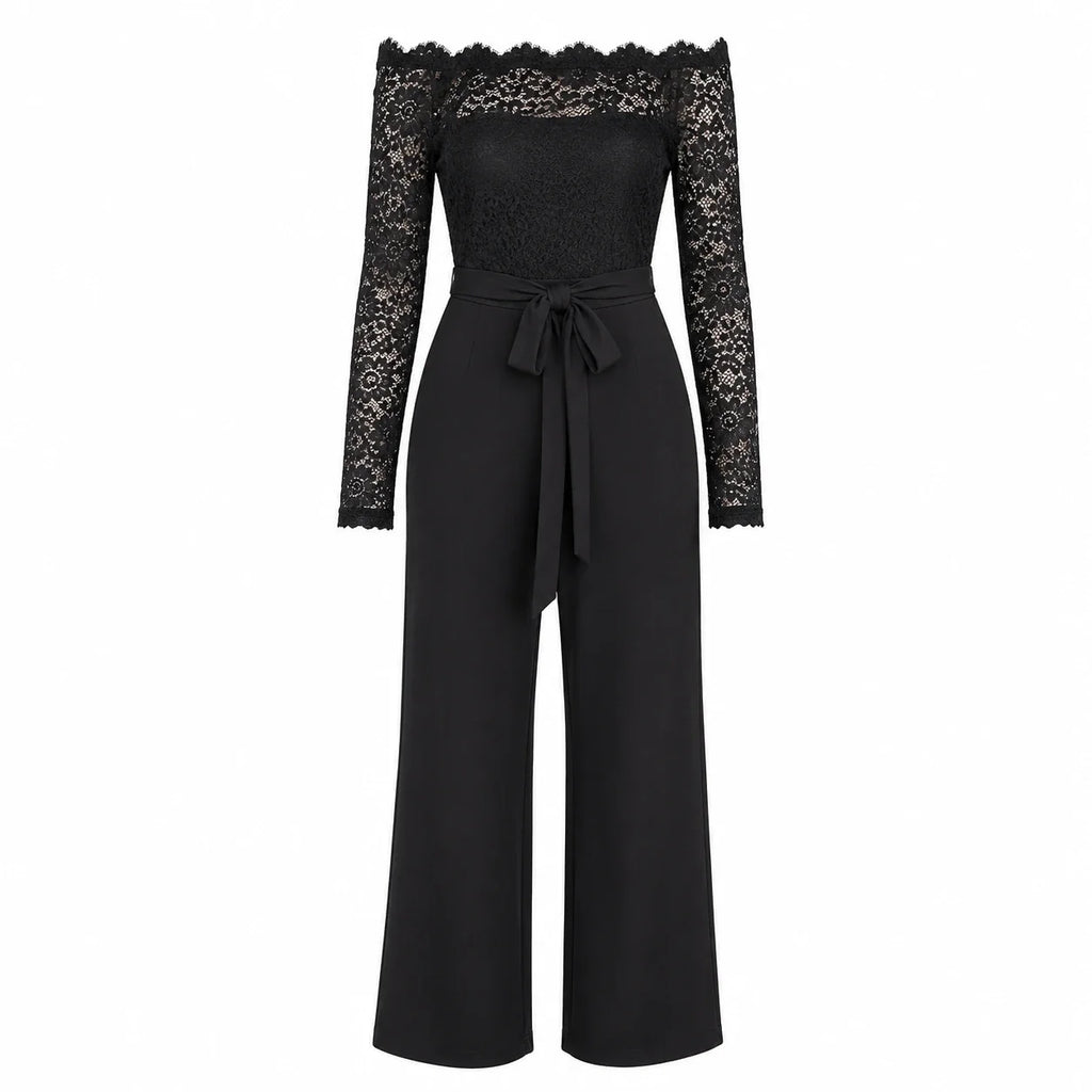 Lace Off-Shoulder Wide Leg Jumpsuit WHD0606161