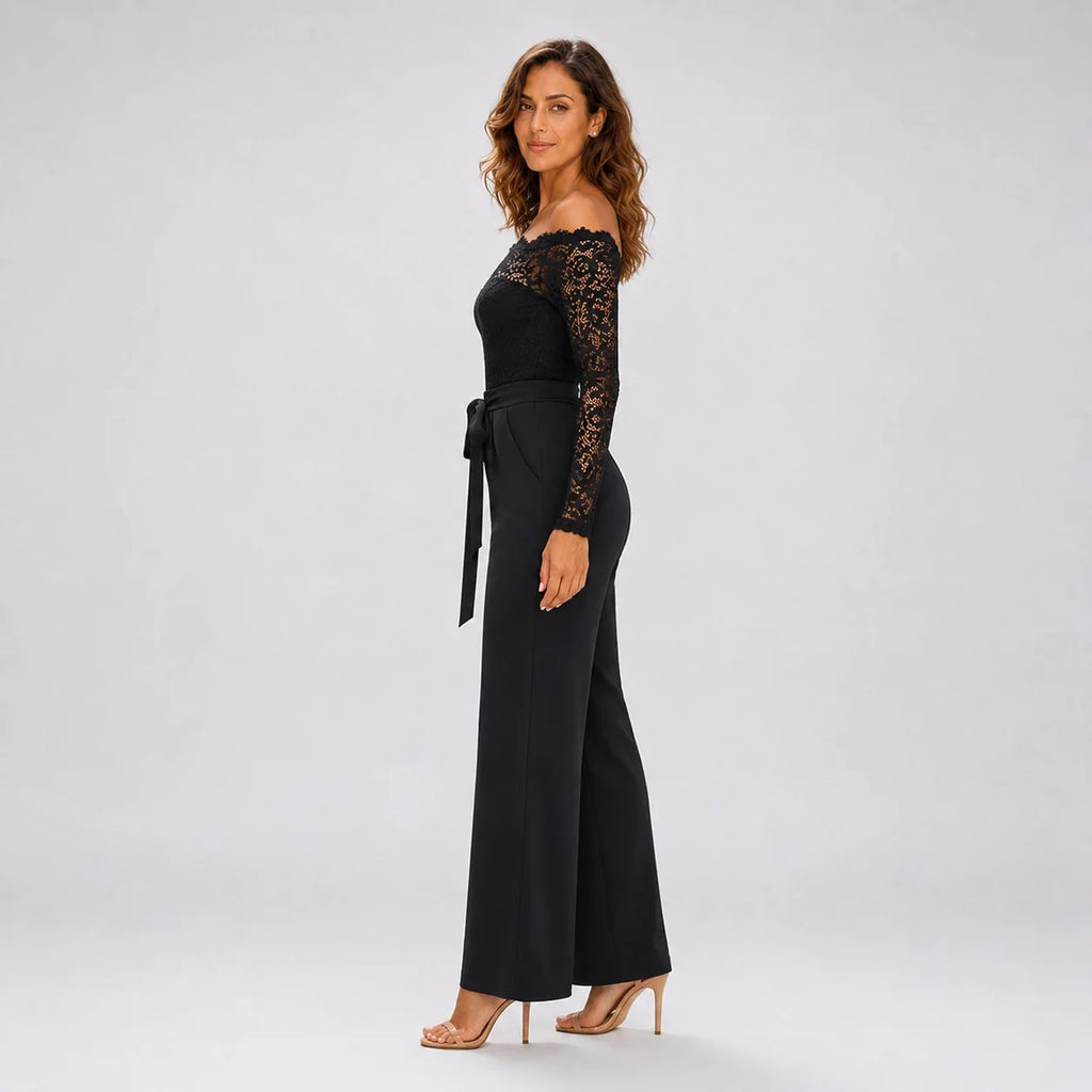 Lace Off-Shoulder Wide Leg Jumpsuit WHD0606161