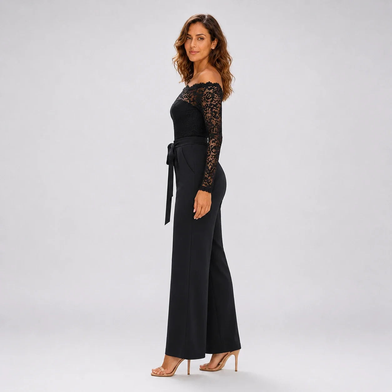 Lace Off-Shoulder Wide Leg Jumpsuit WHD0606161