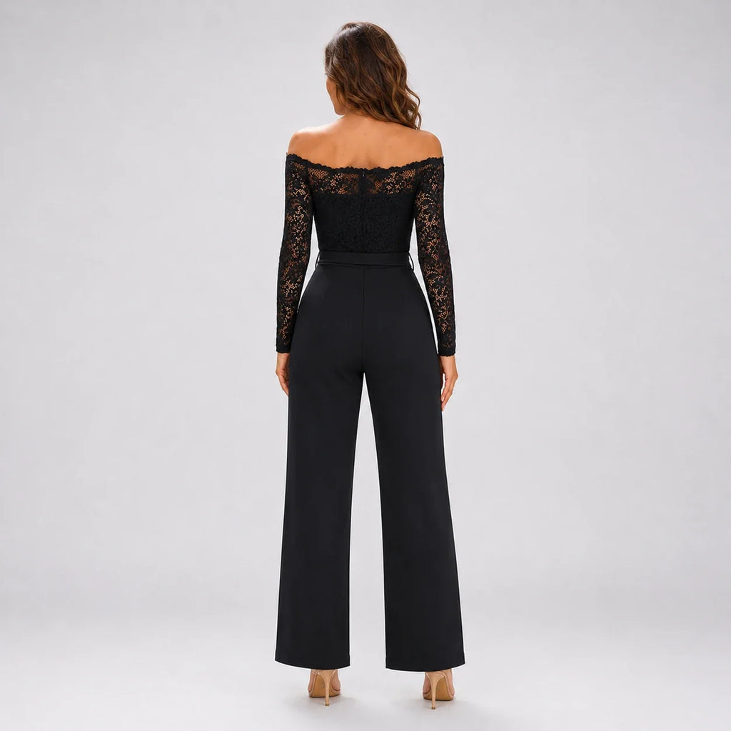 Lace Off-Shoulder Wide Leg Jumpsuit WHD0606161