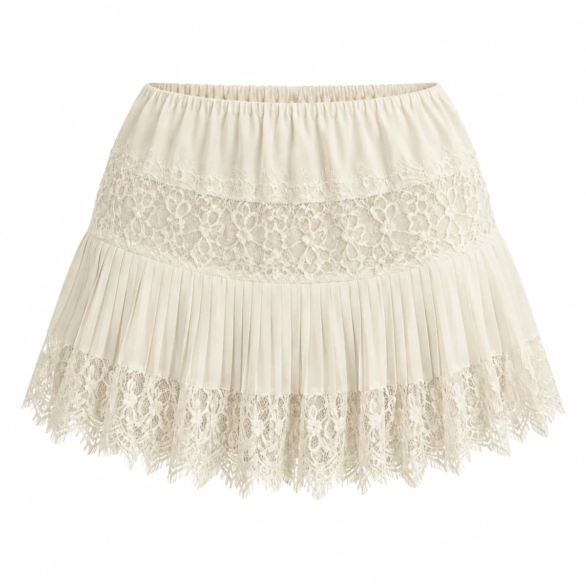 Lace Pleated Mini Skirt WHD0606162