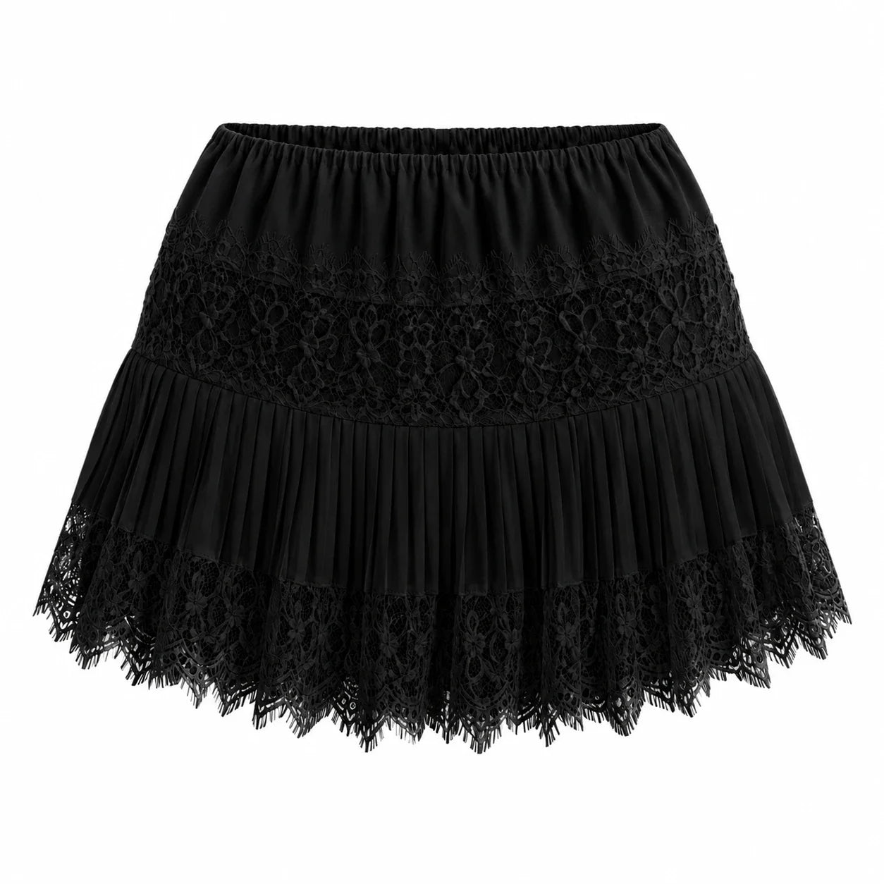 Lace Pleated Mini Skirt WHD0606162