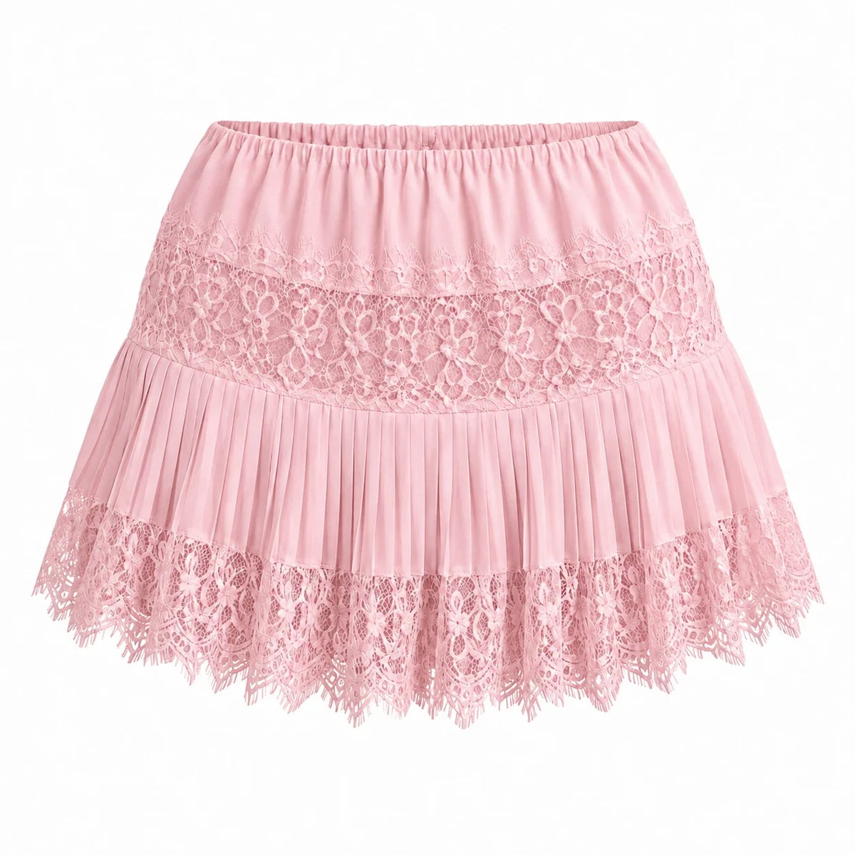 Lace Pleated Mini Skirt WHD0606162