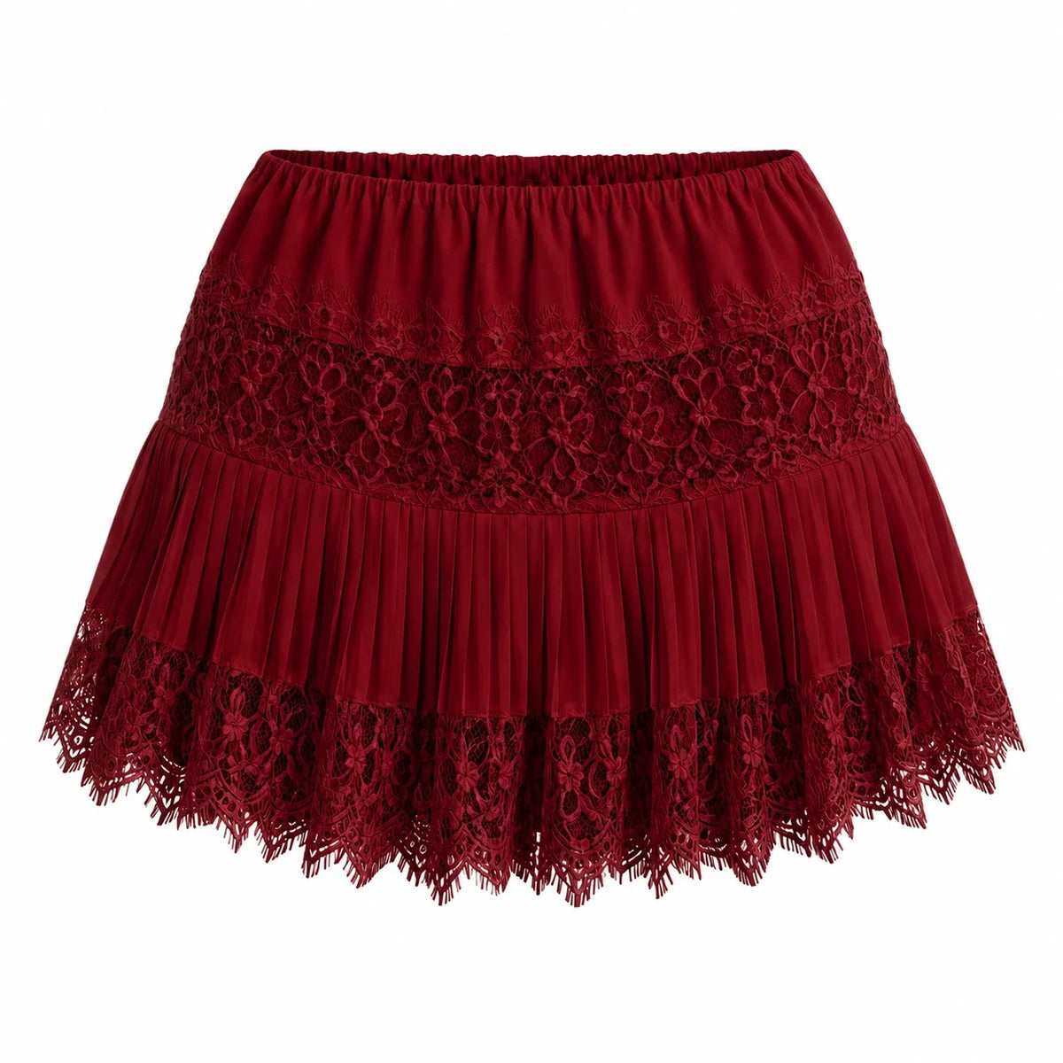 Lace Pleated Mini Skirt WHD0606162