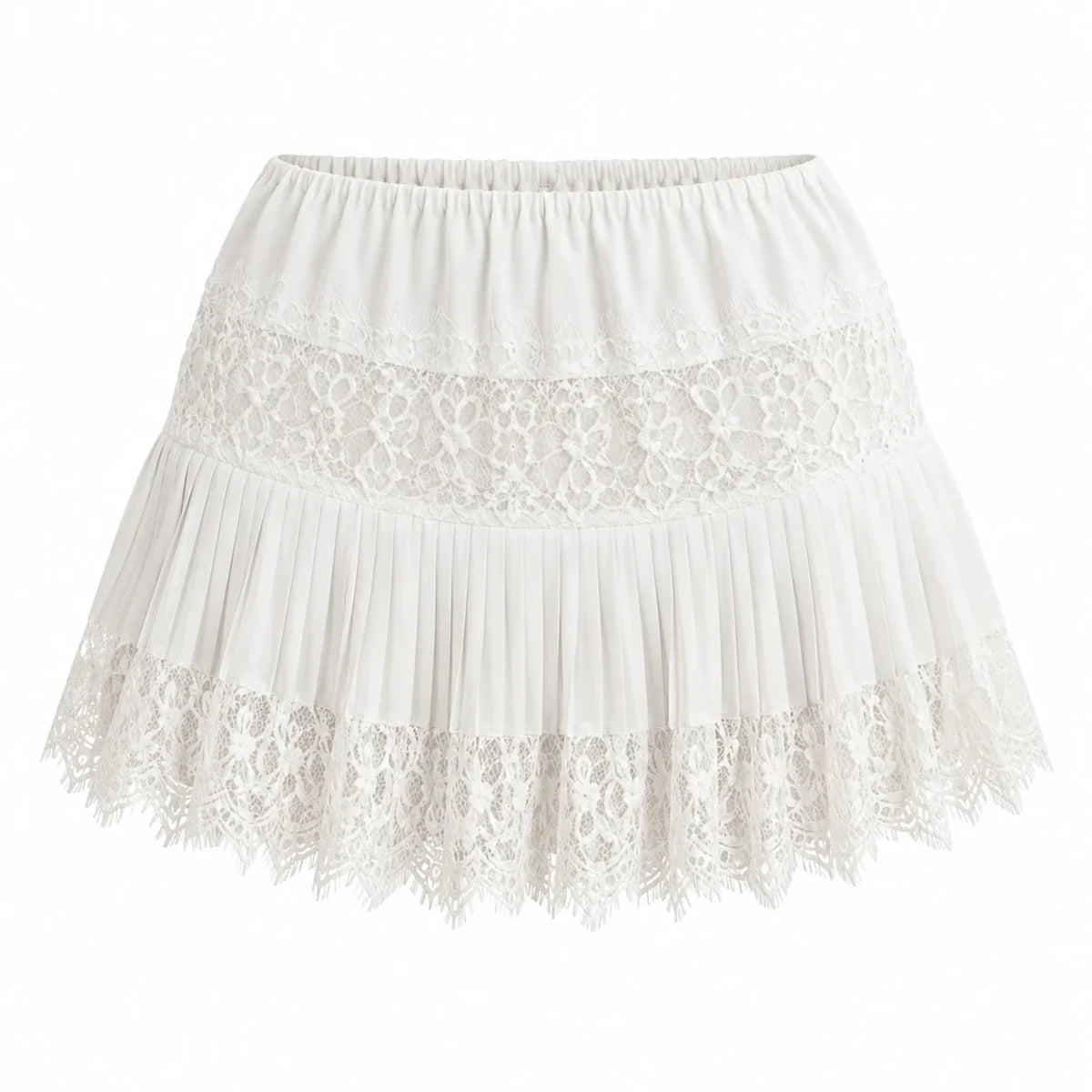 Lace Pleated Mini Skirt WHD0606162