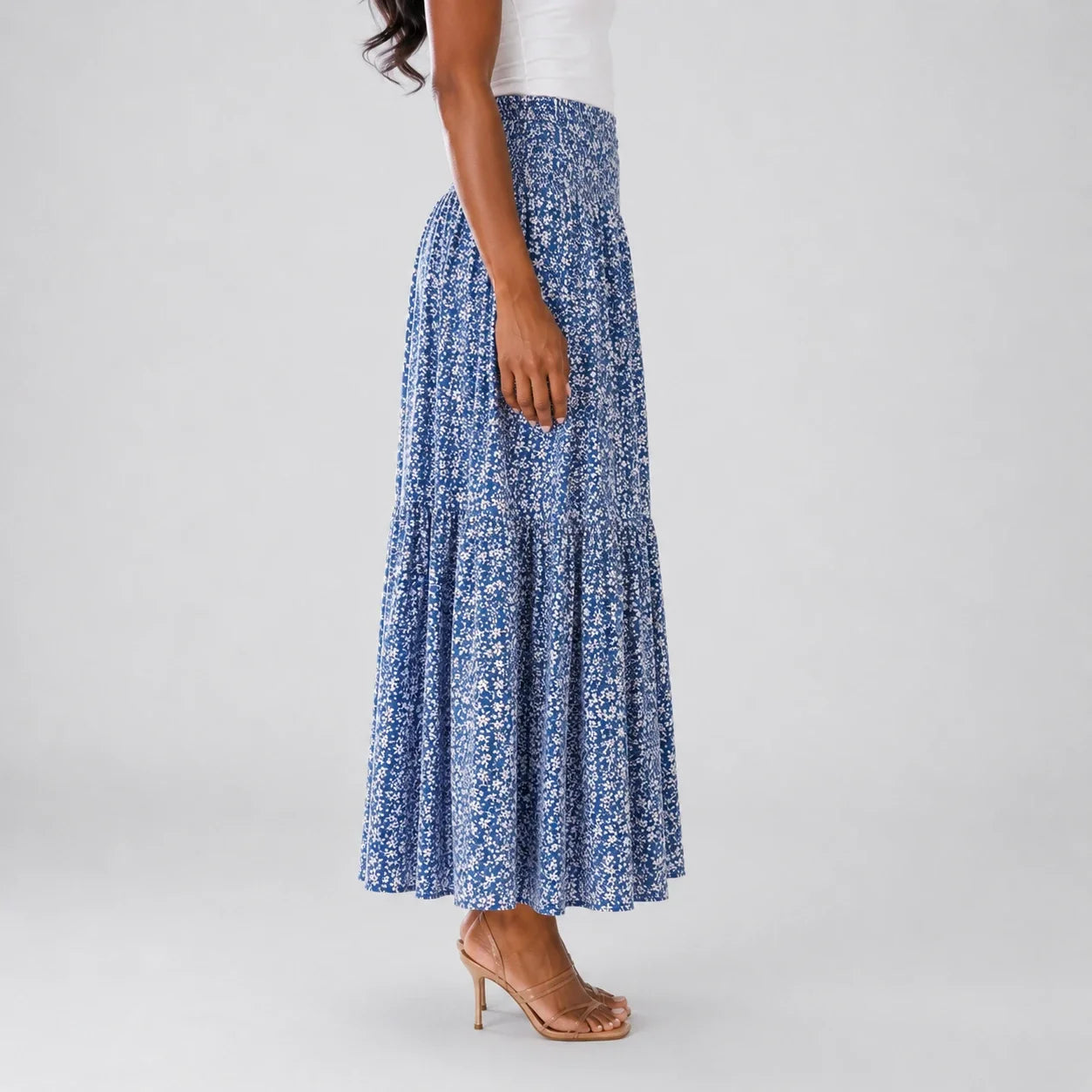 Floral Smocked Maxi Skirt WHD0606163