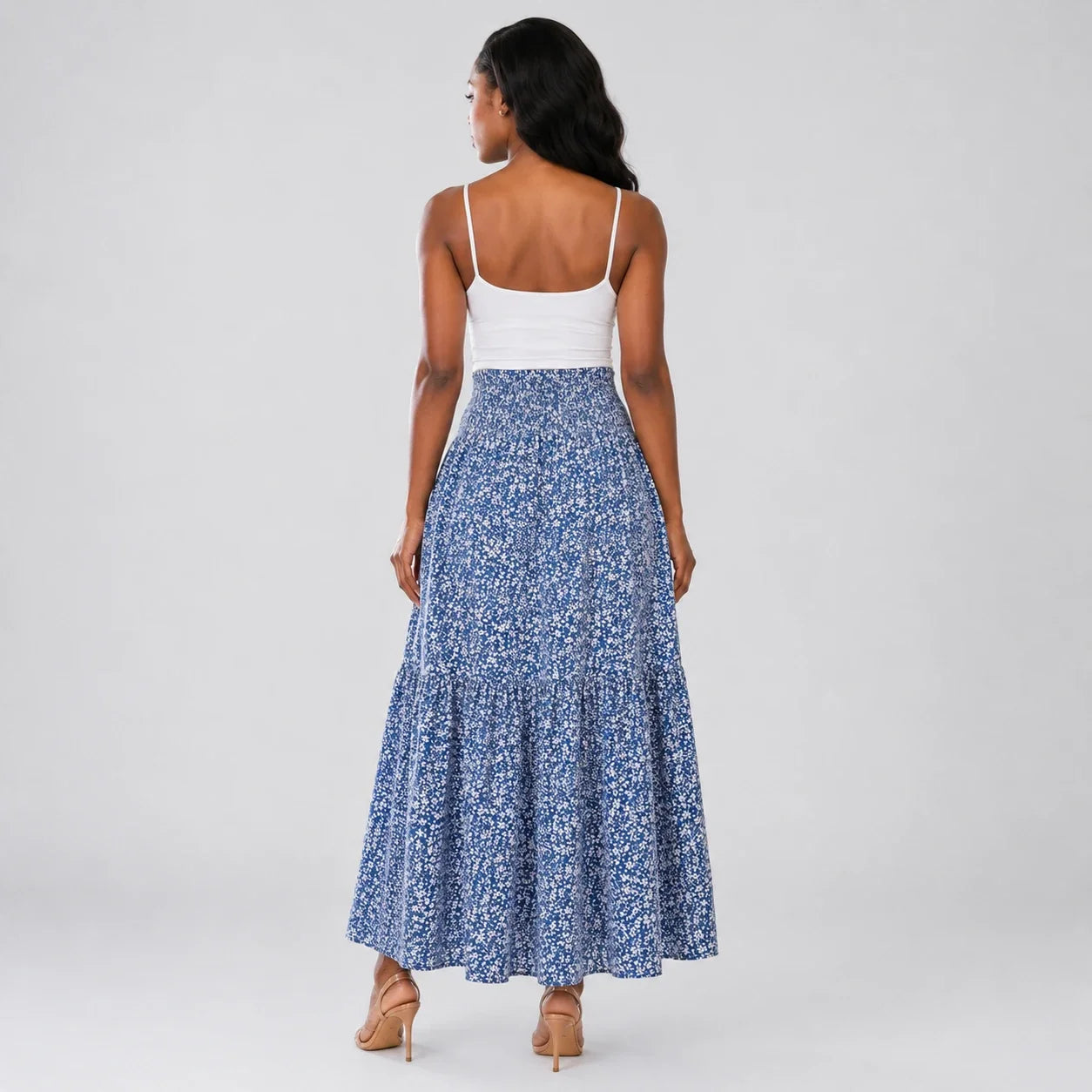 Floral Smocked Maxi Skirt WHD0606163