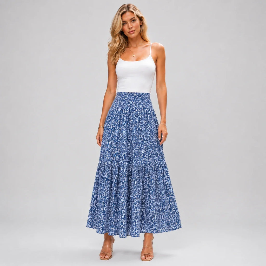 Floral Smocked Maxi Skirt WHD0606163